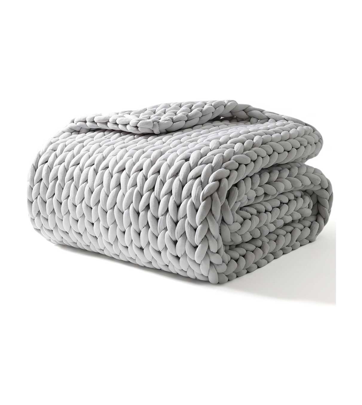 Product: Knitted Weighted Blanket | Color: Silver Grey