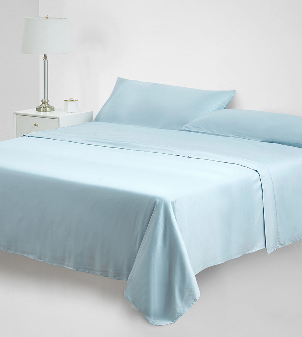 Product: Cooling Bamboo Twill Sheet Set | Color: Light Blue