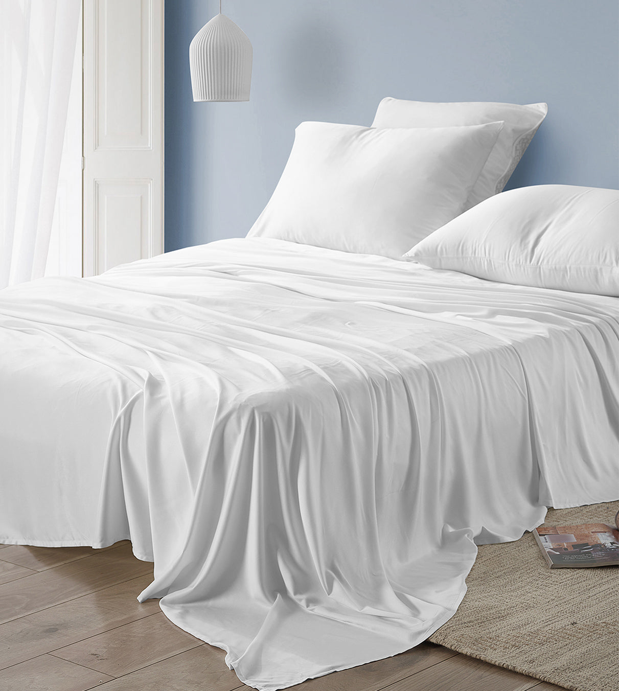 Product: Cooling Bamboo Sateen Sheet Set | Color: White