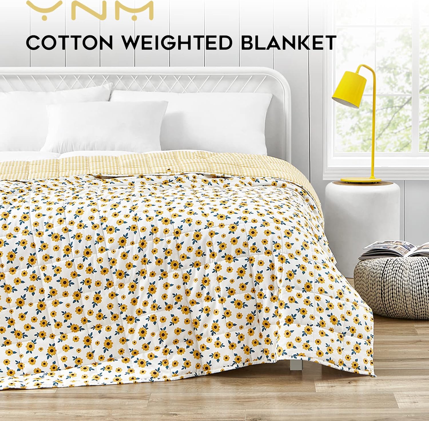 Product: YNM Weighted Blanket 15lb | Color: Sunflower Field of Dreams 2.0