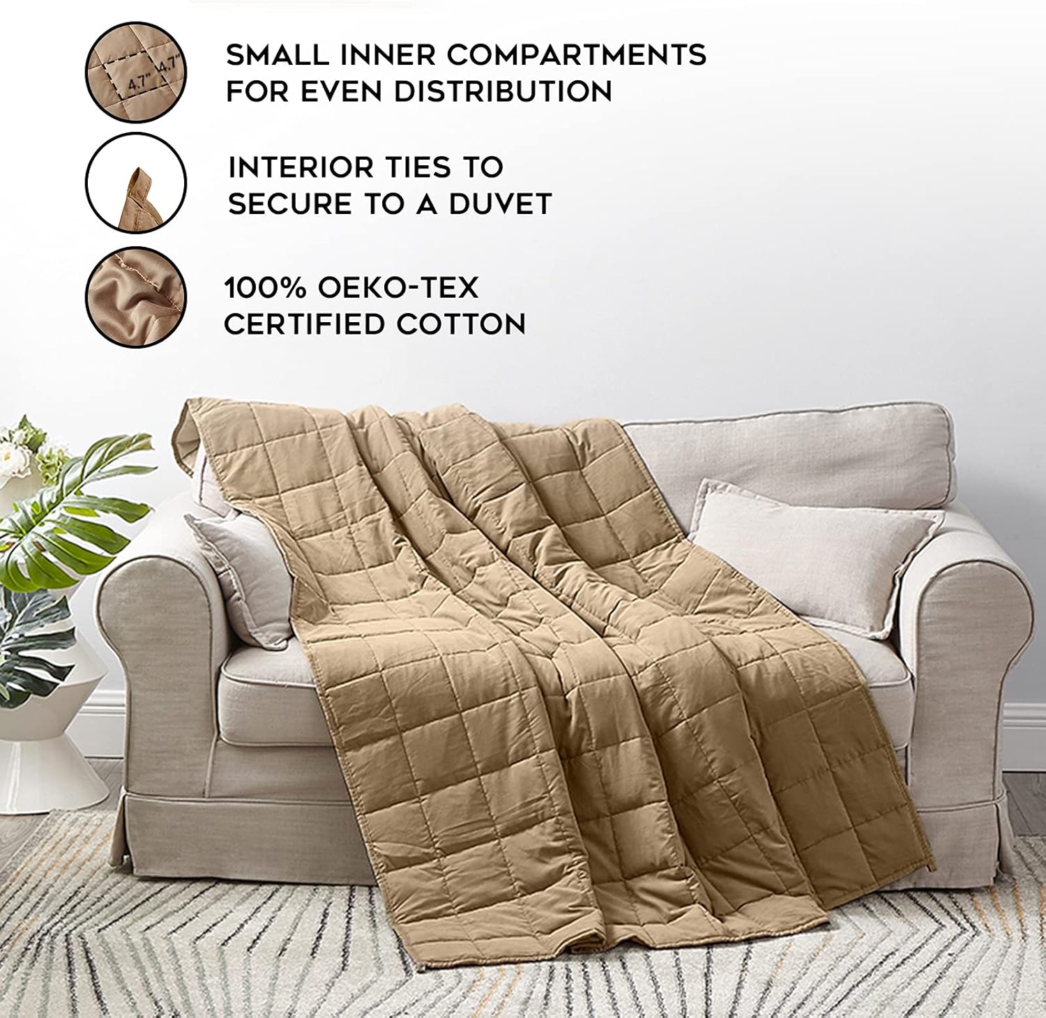 Product: YNM Weighted Blanket 12lb | Color: Sateen Khaki 2.0