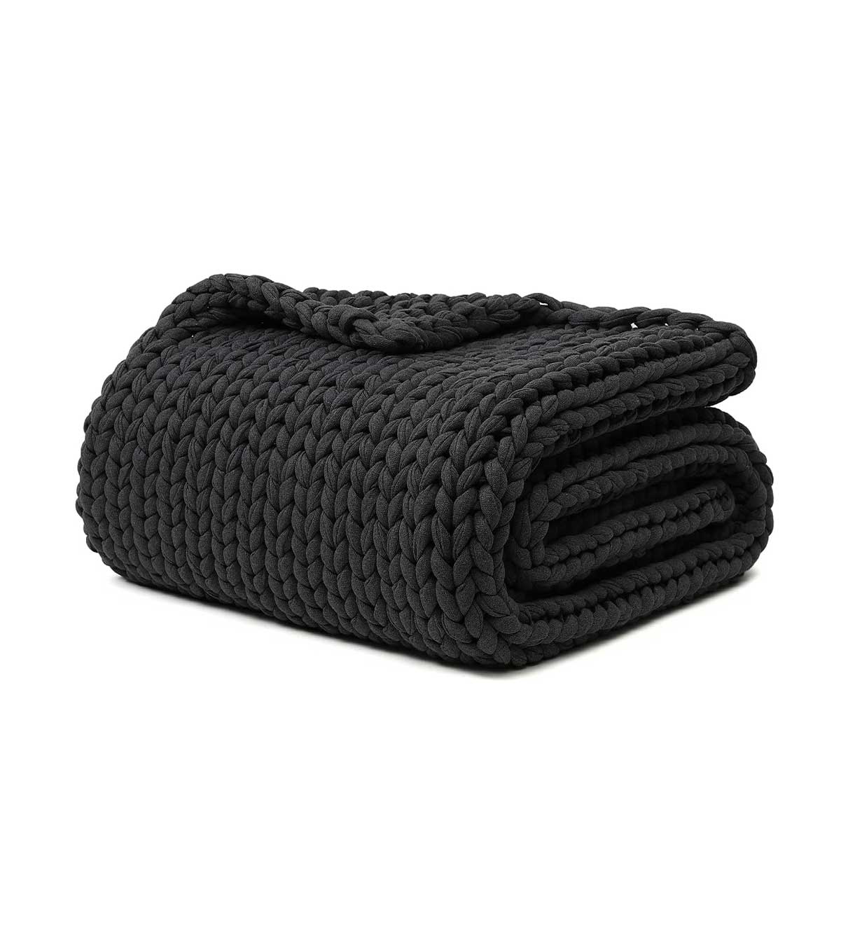 Product: 15lb Knitted Weighted Blanket | Color: Cotton Dark Grey