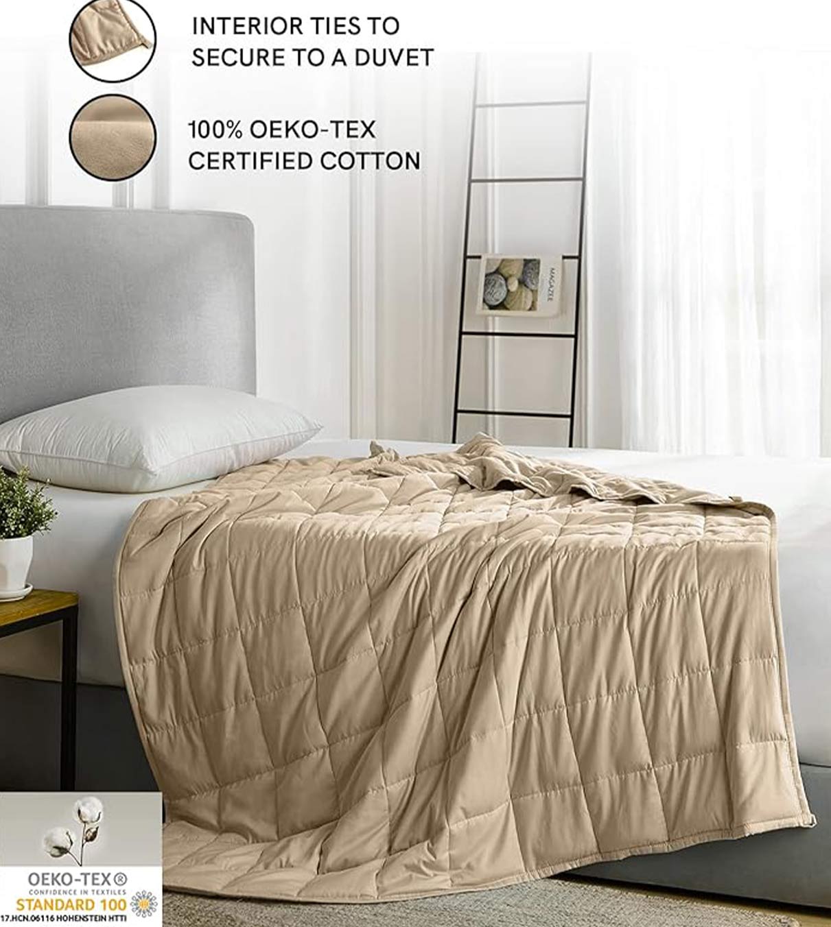 Product: YNM Weighted Blanket 15lb | Color: Cotton Sand 2.0