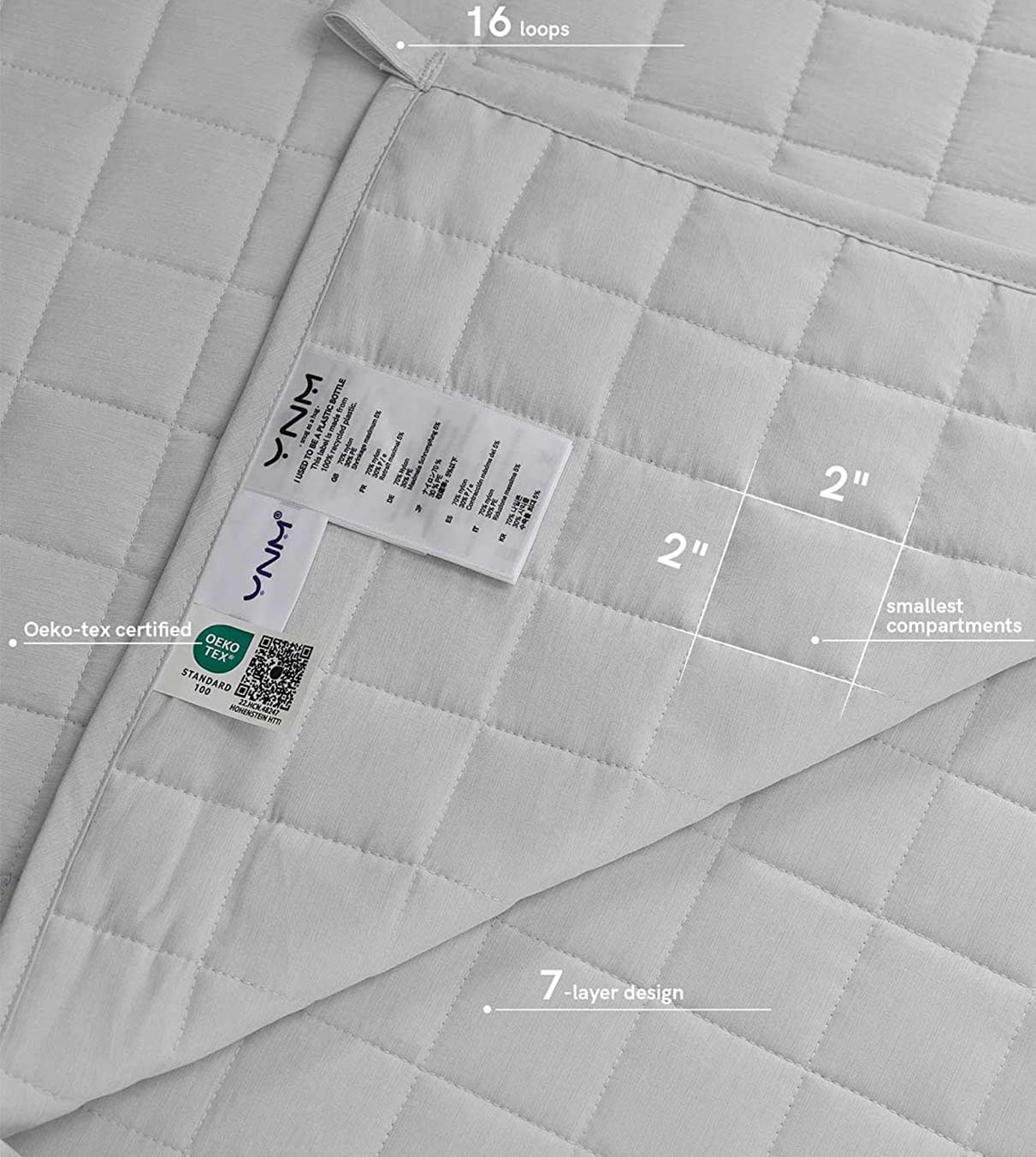 Product: YNM Weighted Blanket 15lb | Color: Cooling PE Light Grey 3.0