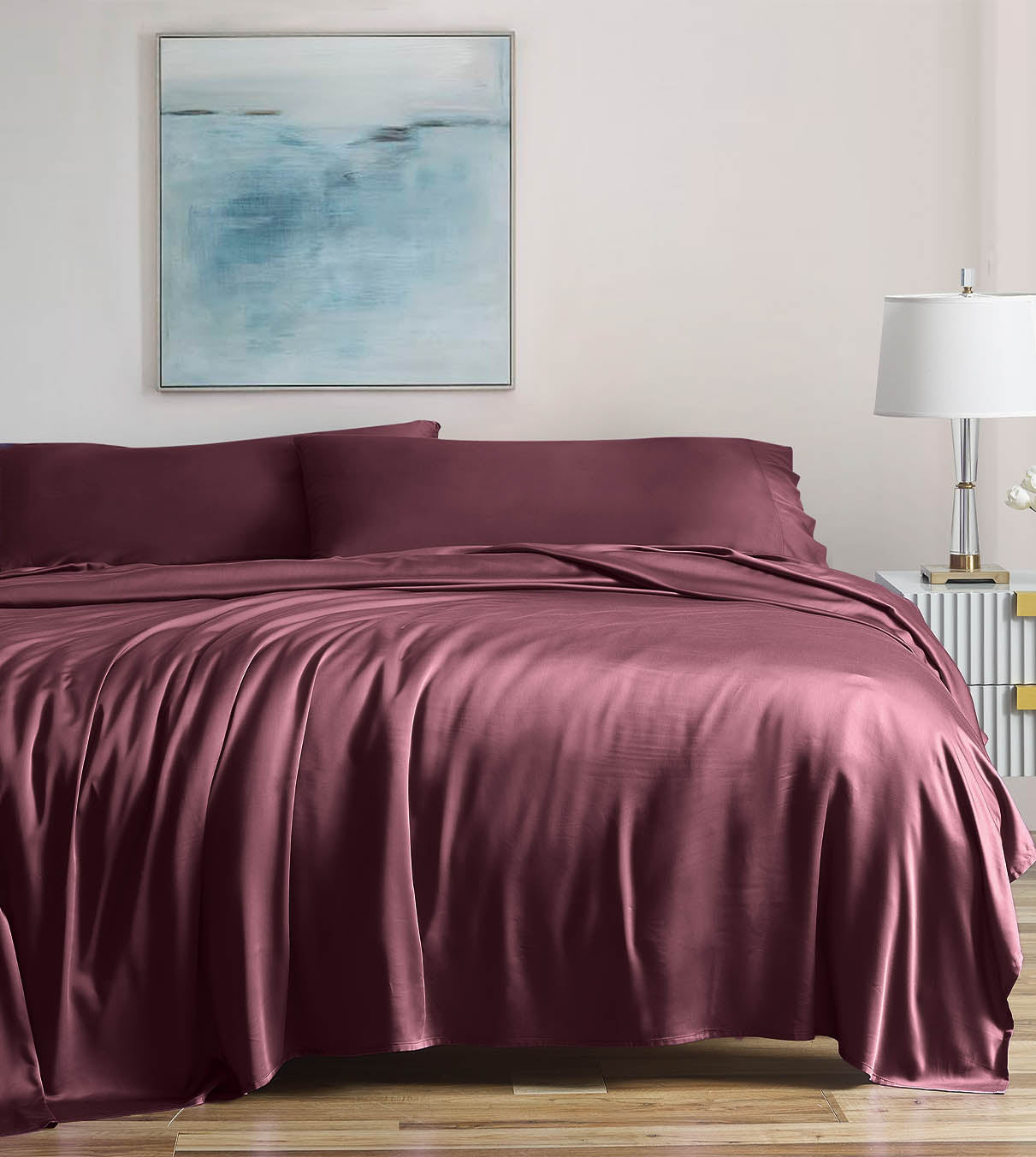Product: Cooling Weighted Blanket Duvet Cover | Color: 3 Side Zipper - Bamboo Rose Purple