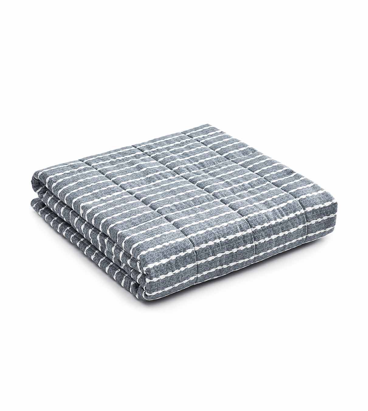 Product: YNM Weighted Blanket 25lb | Color: Cotton Blue White Stripe 2.0