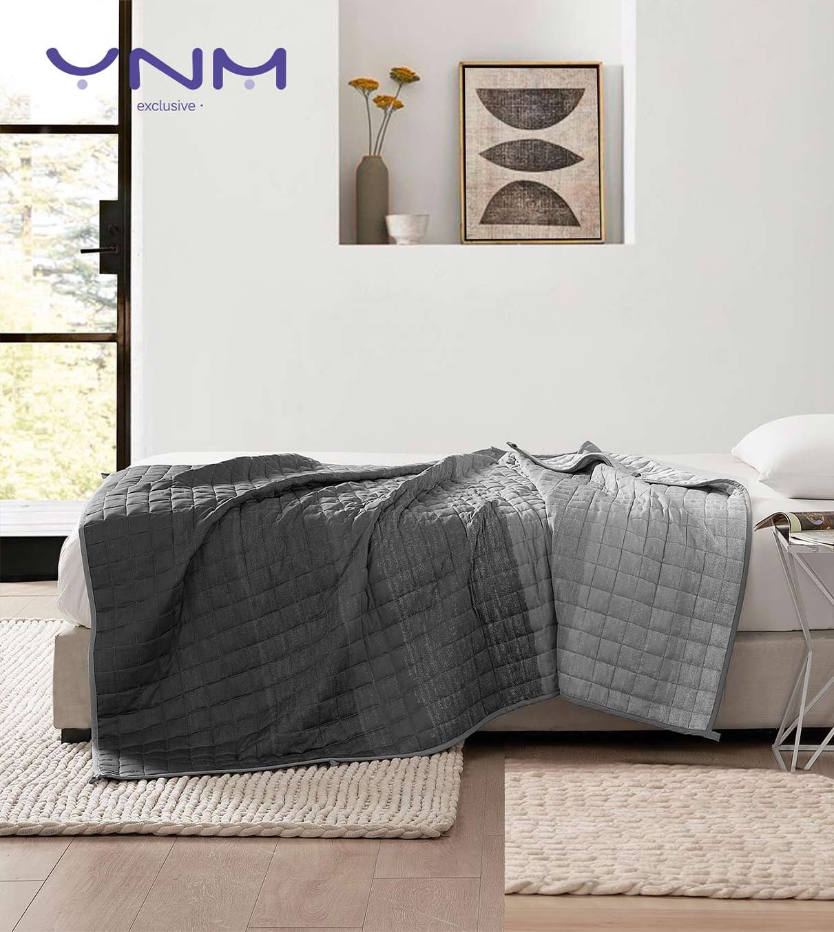 Product: YNM Weighted Blanket 20lb | Color: Bamboo Gradient Dark Grey 3.0