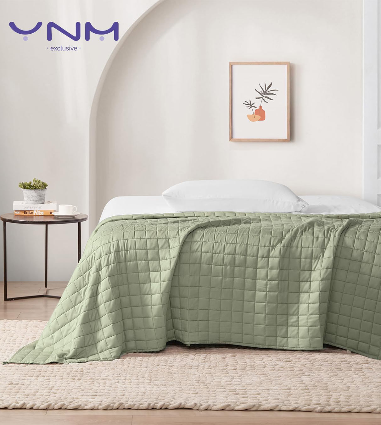 Product: 15lb Weighted Blanket | Color: Cotton-Polyester Avocado White 3.0