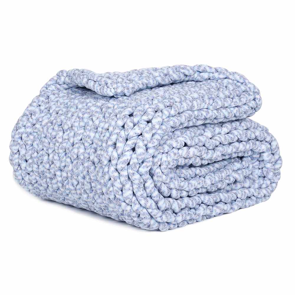 Product: Knitted Weighted Blanket 25lb | Color: Original Blue Baby's Breath