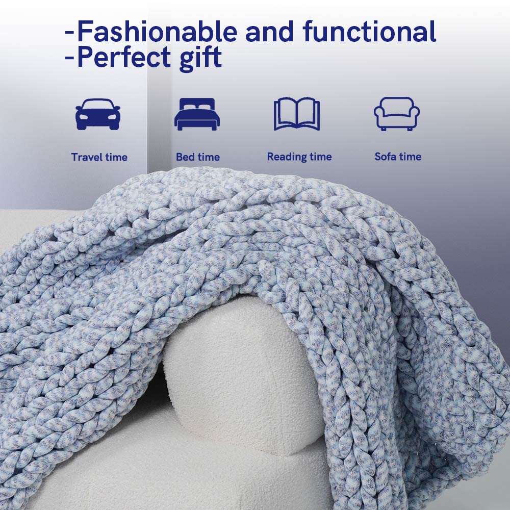 Product: Knitted Weighted Blanket 25lb | Color: Original Blue Baby's Breath