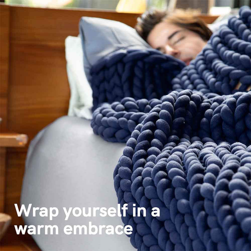 Product: Knitted Weighted Blanket 10lb | Color: Original Navy