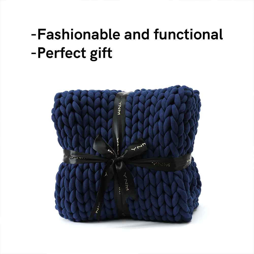 Product: 15lb Knitted Weighted Blanket | Color: Original Navy 