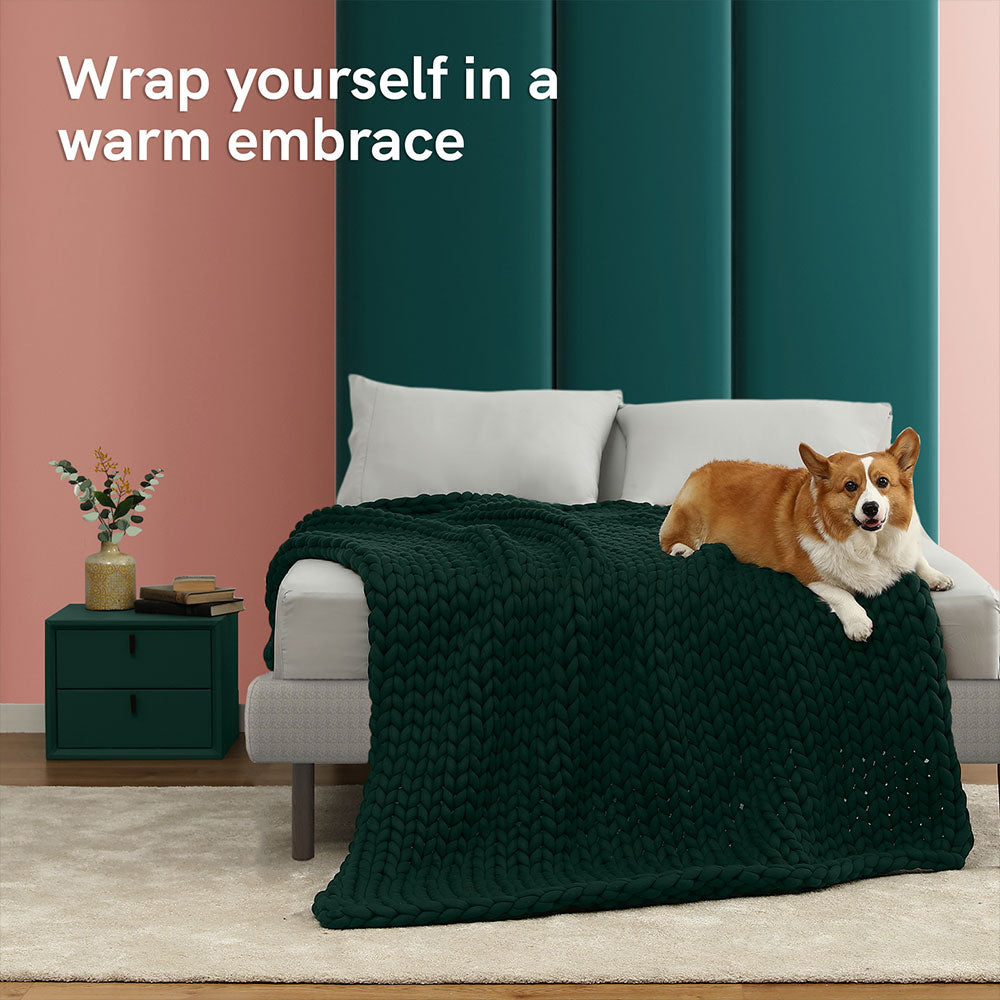 Product: Knitted Weighted Blanket 10lb | Color: Original Pacific Green