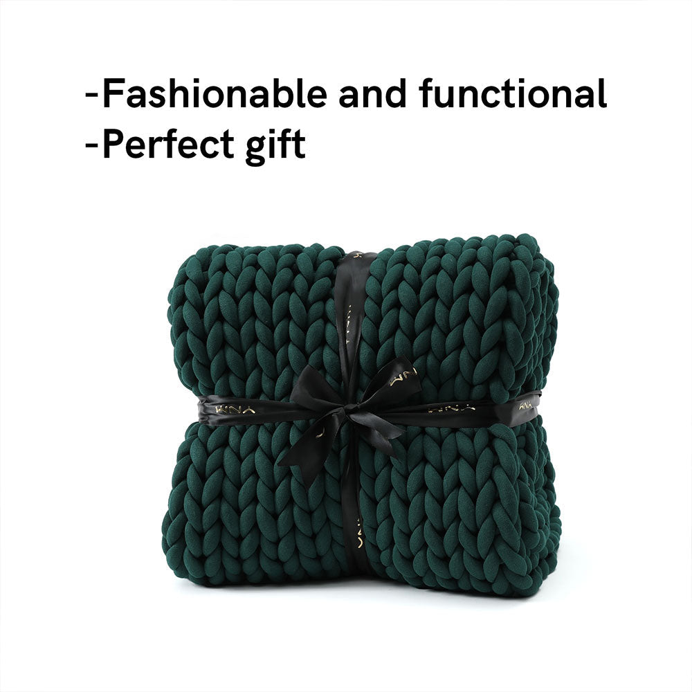 Product: Knitted Weighted Blanket 10lb | Color: Original Pacific Green