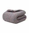 Product: Knitted Weighted Blanket | Color: Red Blue Fancy Yarn