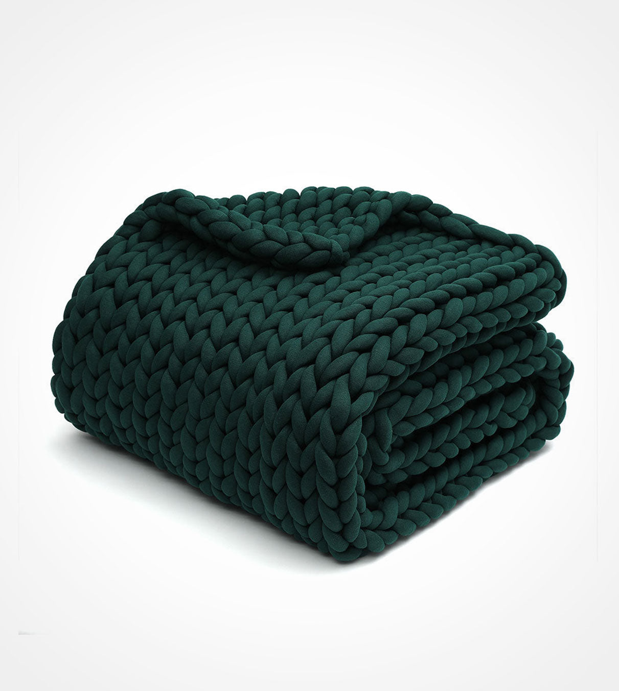 Product: 25lb Knitted Weighted Blanket | Color: Original Pacific Green