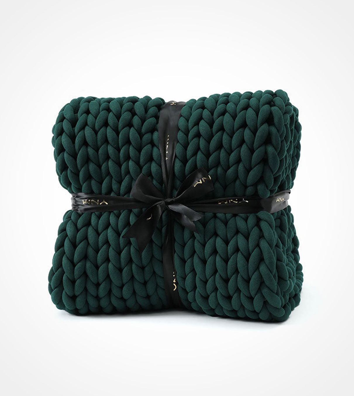 Product: 20lb Knitted Weighted Blanket | Color: Original Pacific Green