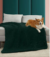 Product: 20lb Knitted Weighted Blanket | Color: Original Pacific Green