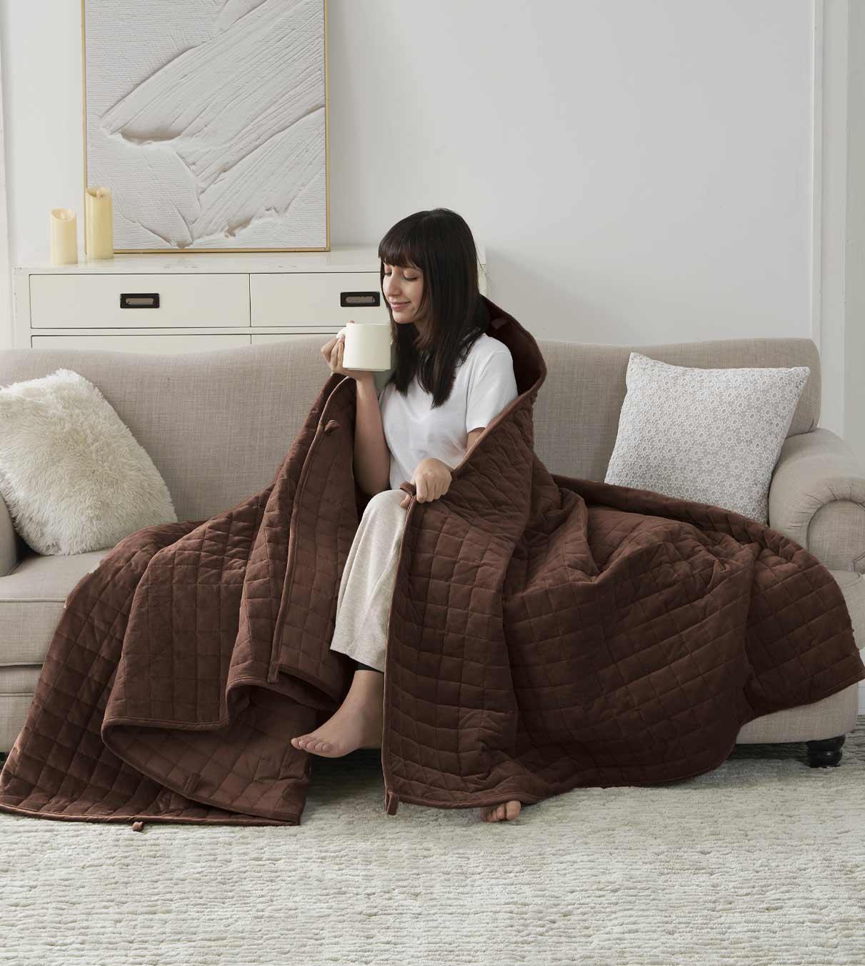 Product: Exclusive Polyester Weighted Blanket | Color: Velvet Brown 3.0