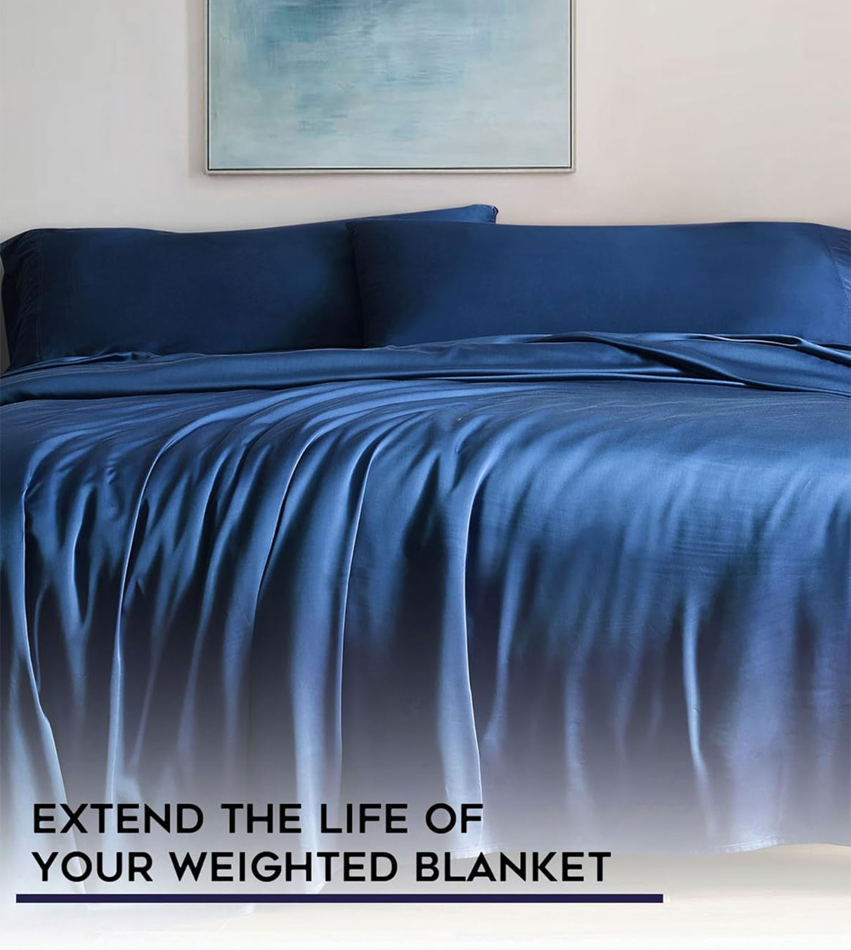 Product: Bamboo Weighted Blanket Duvet Cover | Color: Bamboo Dark Blue