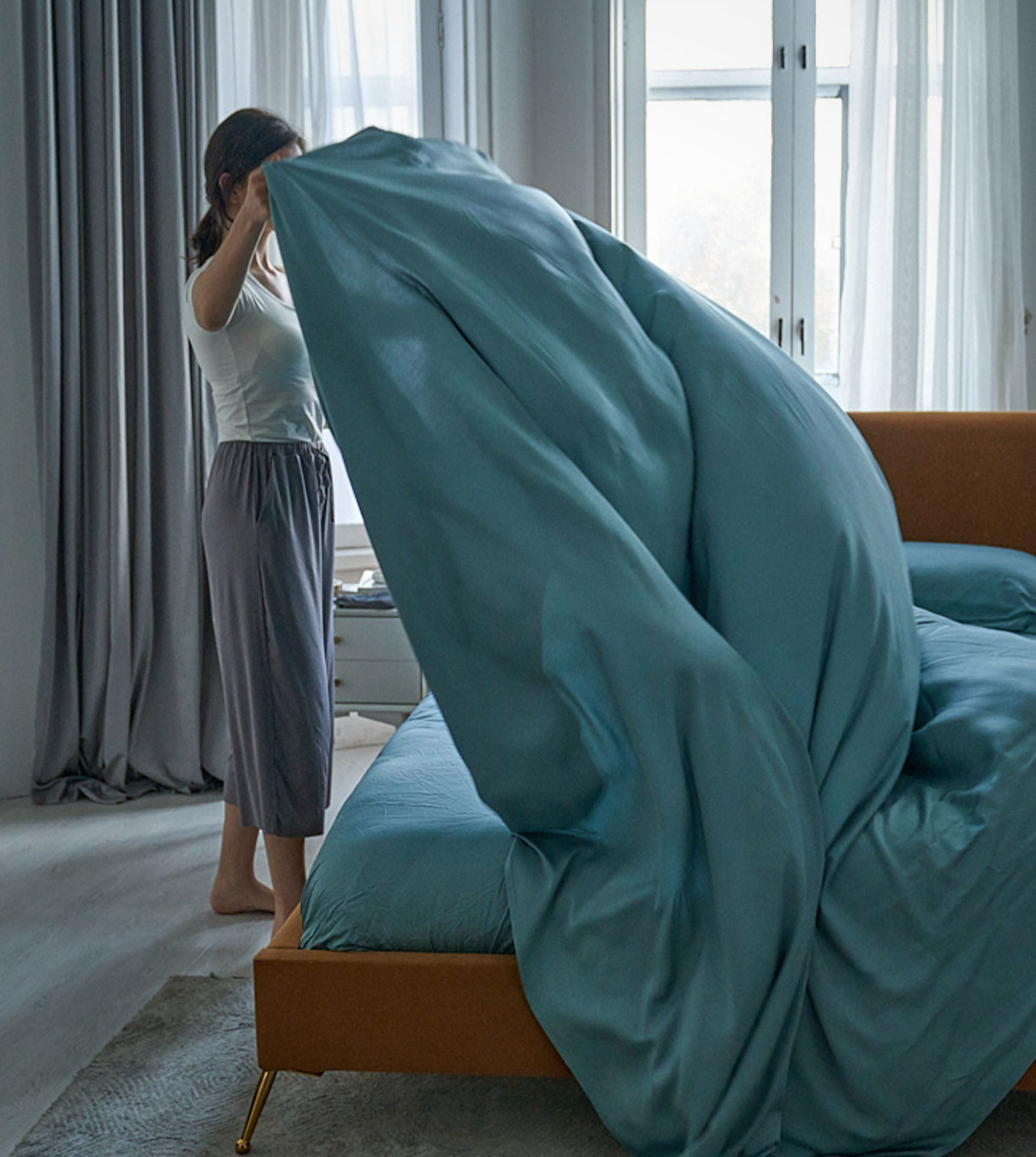 Product: Bamboo Weighted Blanket Duvet Cover | Color: Bamboo Fresh Mint