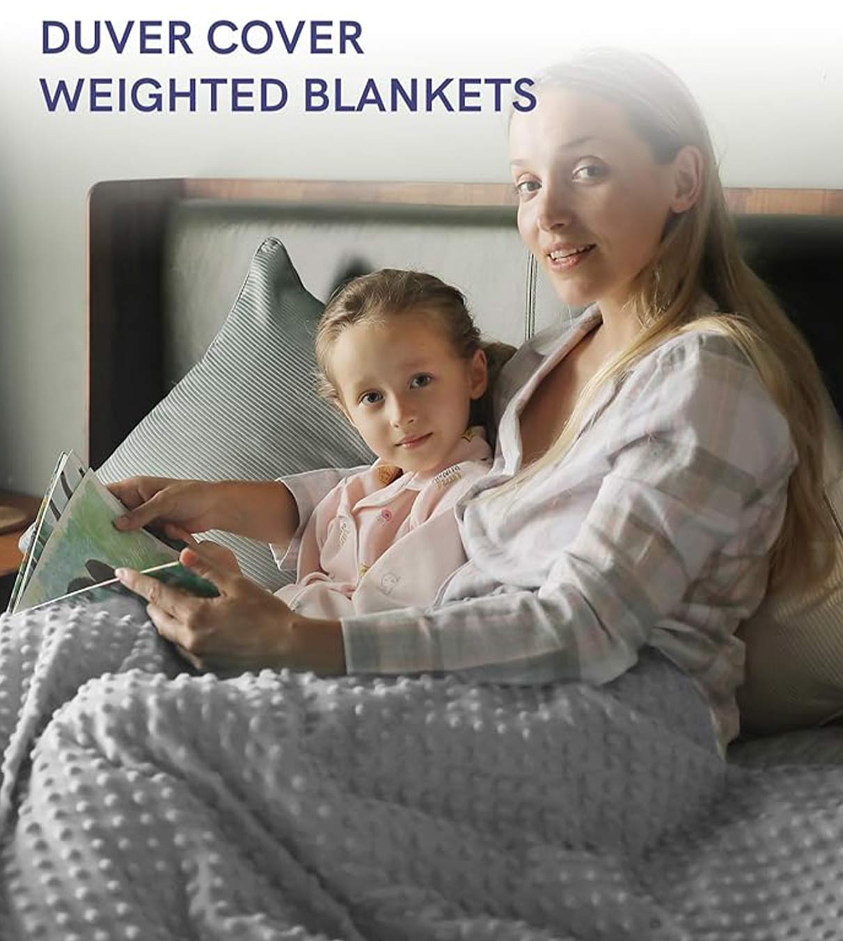 Product: Queen Size Weighted Blanket Duvet Cover | Color: Minky Light Grey