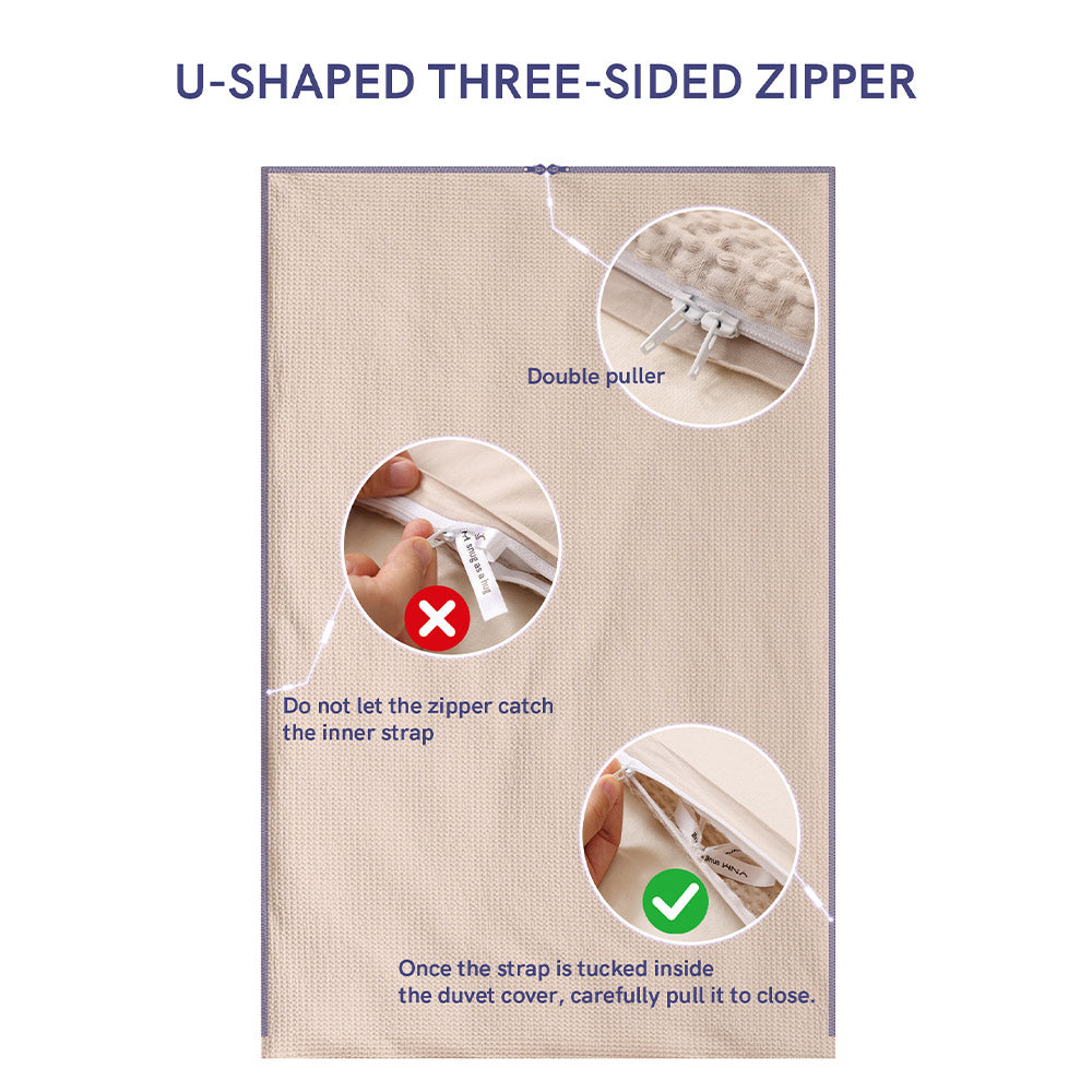 Product: Cotton Weighted Blanket Duvet Cover | Color: 3 Side Zipper - Waffle Oatmeal