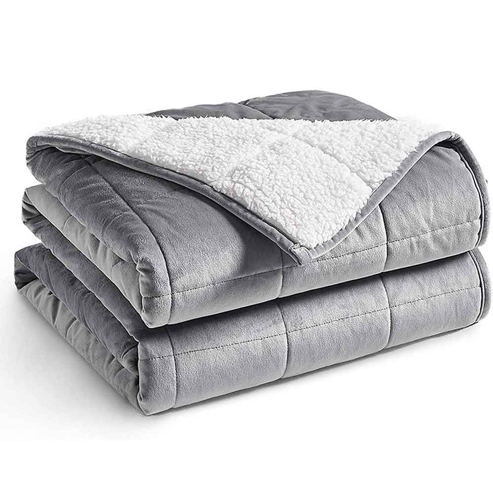 Product: YNM Weighted Blanket 15lb | Color: Sherpa Fleece Light Grey 2.0