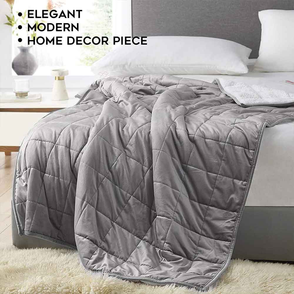 Product: YNM Weighted Blanket 15lb | Color: Sherpa Fleece Light Grey 2.0