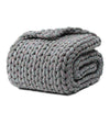 Product: 15lb Knitted Weighted Blanket | Color: Chenille Red Blue