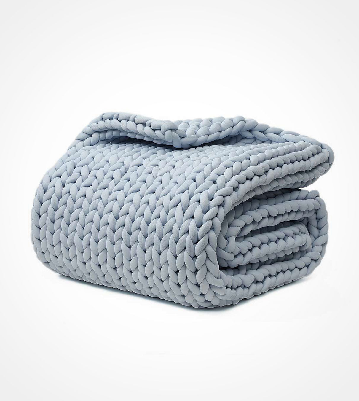 Product: 15lb Knitted Weighted Blanket | Color: Cooling Azure Blue