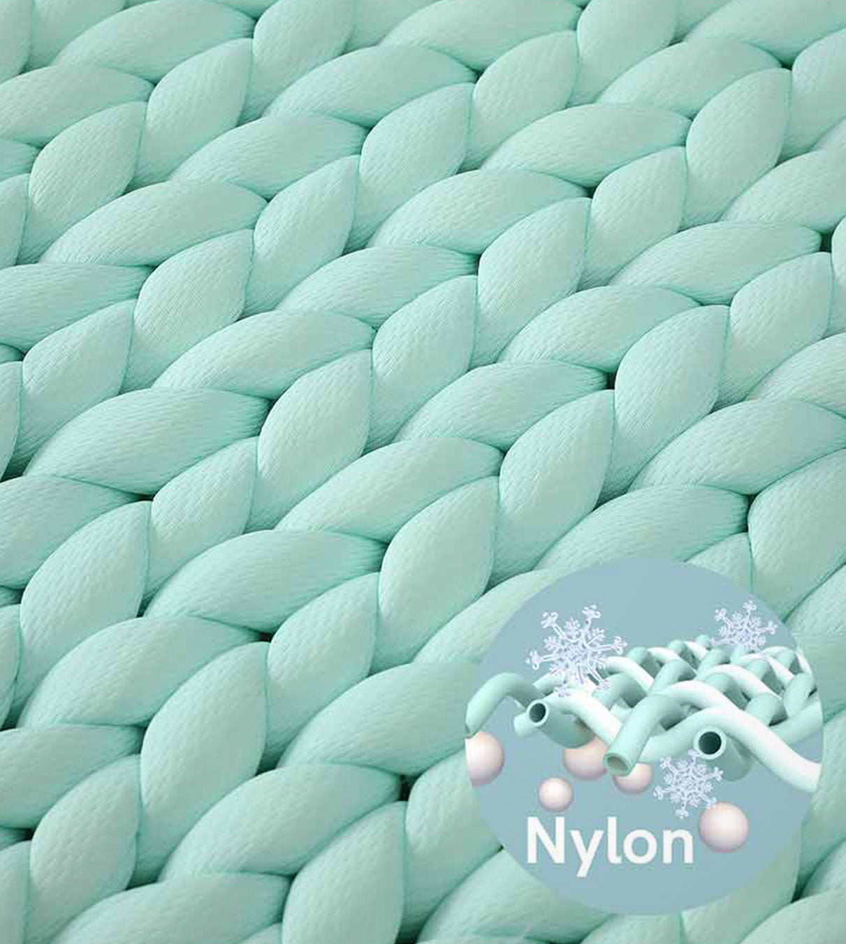 Product: 15lb Knitted Weighted Blanket | Color: Cooling Menthe Green