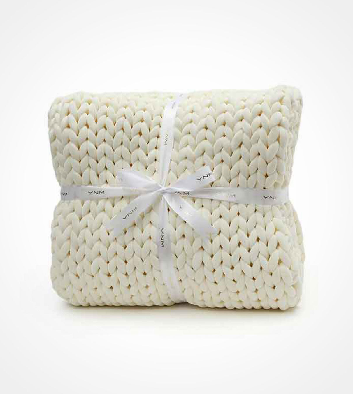 Product: 20lb Knitted Weighted Blanket | Color: Velvet Cream