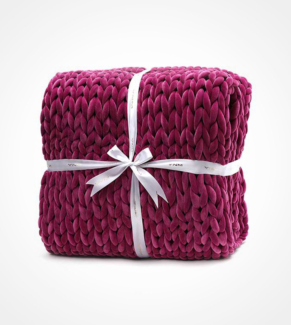 Product: 15lb Knitted Weighted Blanket | Color: Velvet Red Violet