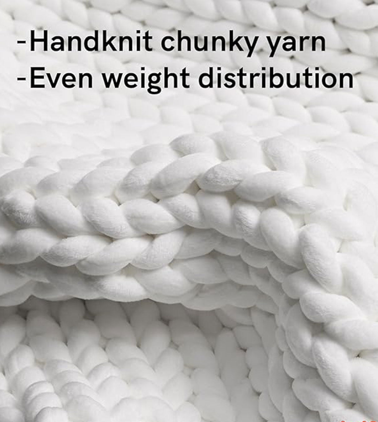 Product: 15lb Knitted Weighted Blanket | Color: Velvet White