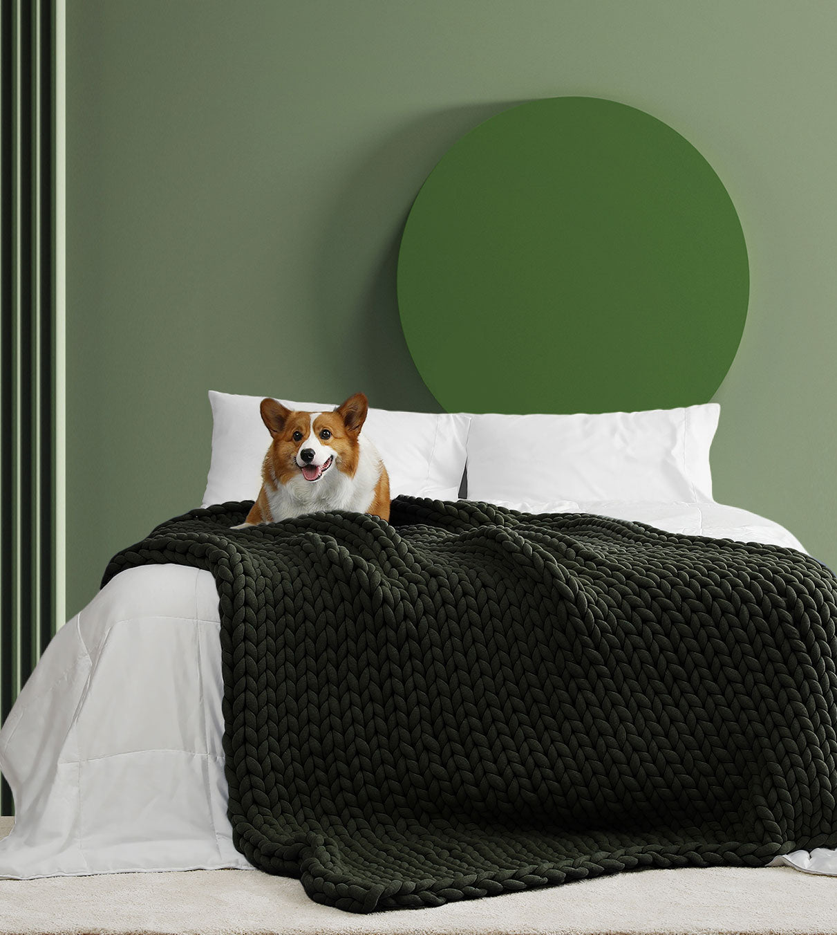 Product: 20lb Knitted Weighted Blanket | Color: Original Forest Green