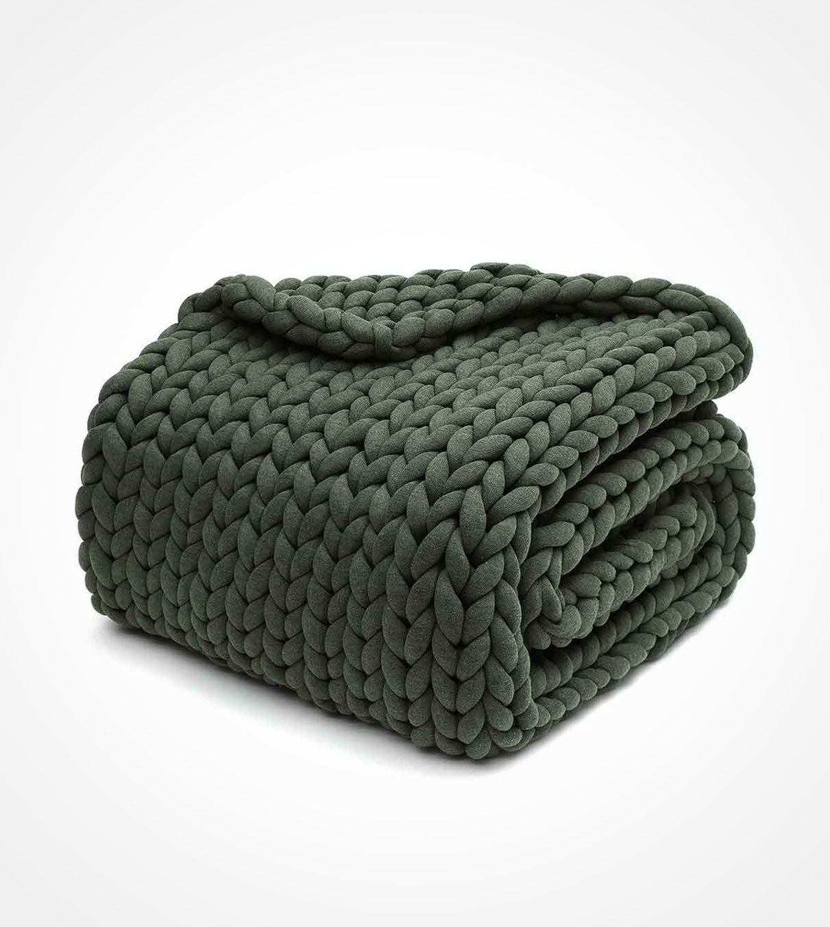 Product: 25lb Knitted Weighted Blanket | Color: Original Forest Green