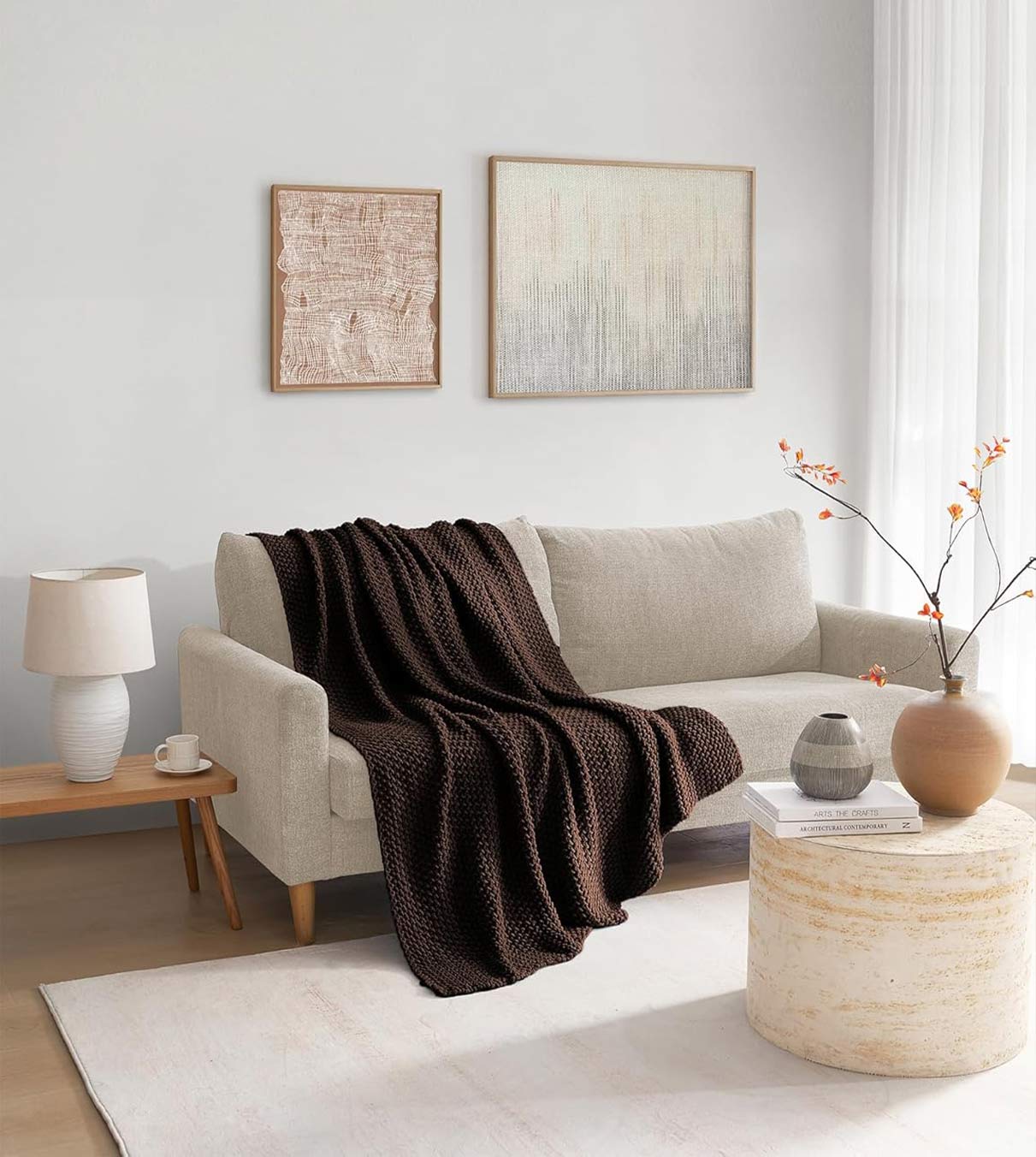 Product: Chunky Cable Knit Throw | Color: Chocolate Brown