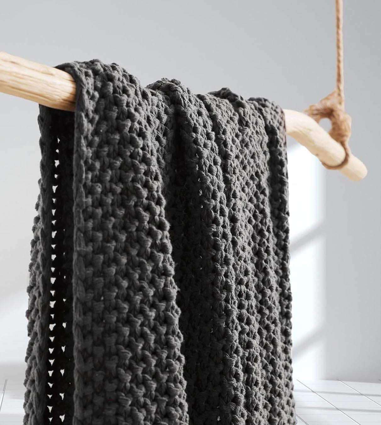 Product: Chunky Cable Knit Throw | Color: Moon Grey