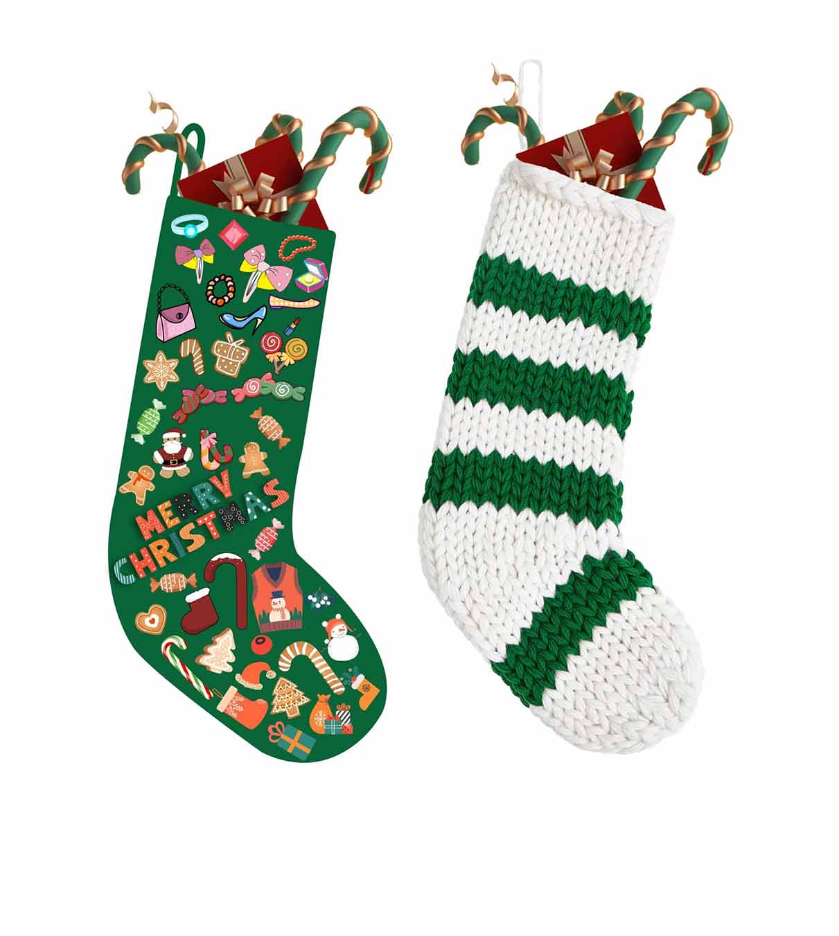 Product: Christmas Stockings | Color: White Green