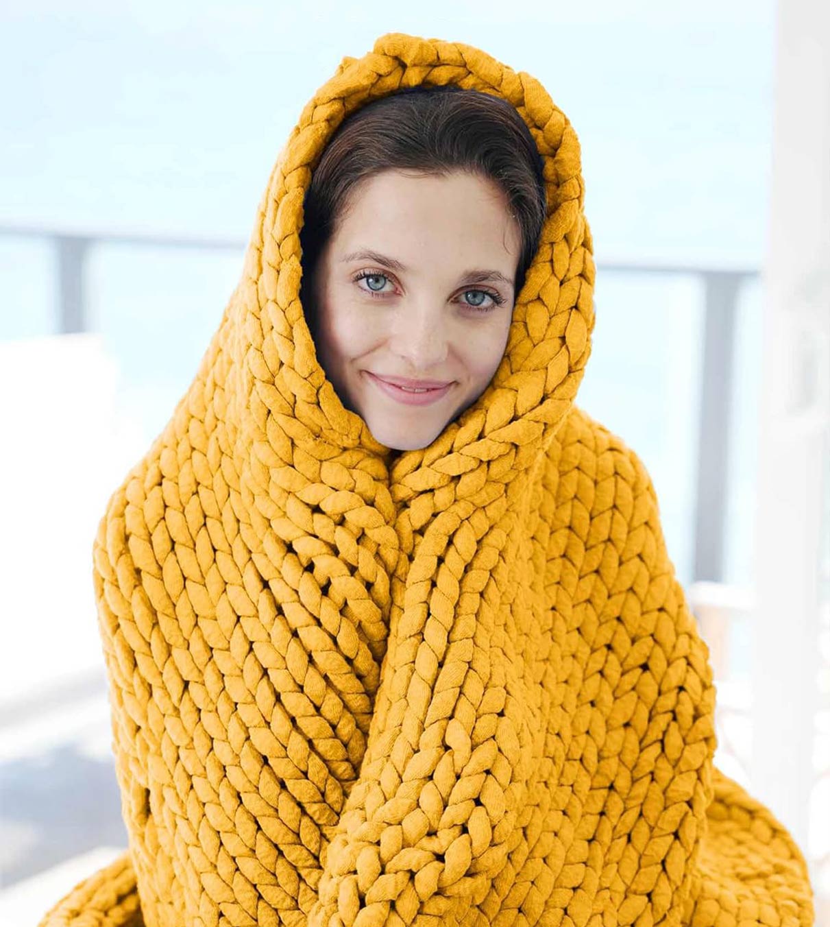 Product: Knitted Chunky Throw | Color: Yellow Fusion