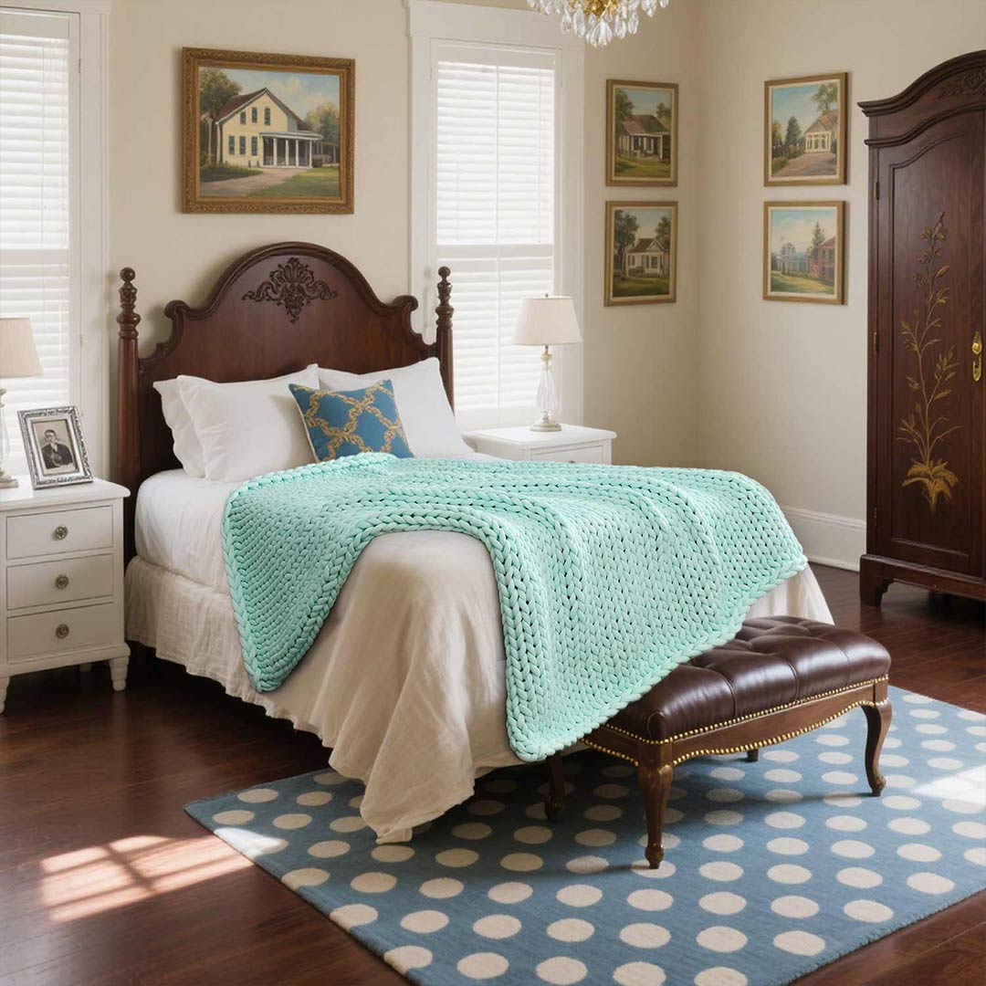 Product: Knitted Chunky Throw | Color: Cooling Green Throw