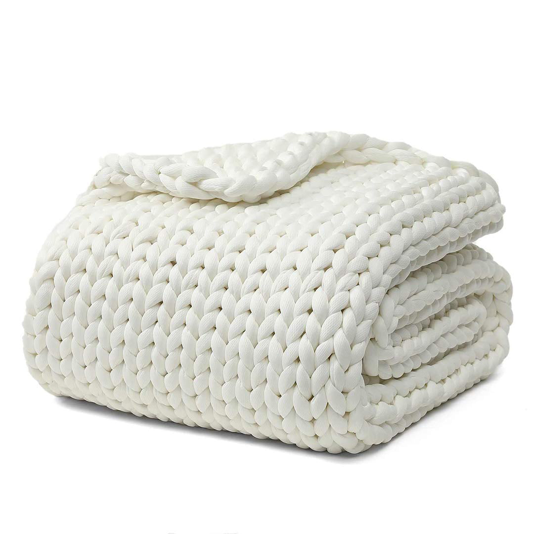Product: Knitted Chunky Throw | Color: Cooling White Throw