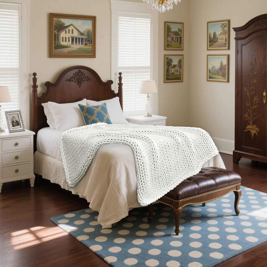Product: Knitted Chunky Throw | Color: Cooling White Throw
