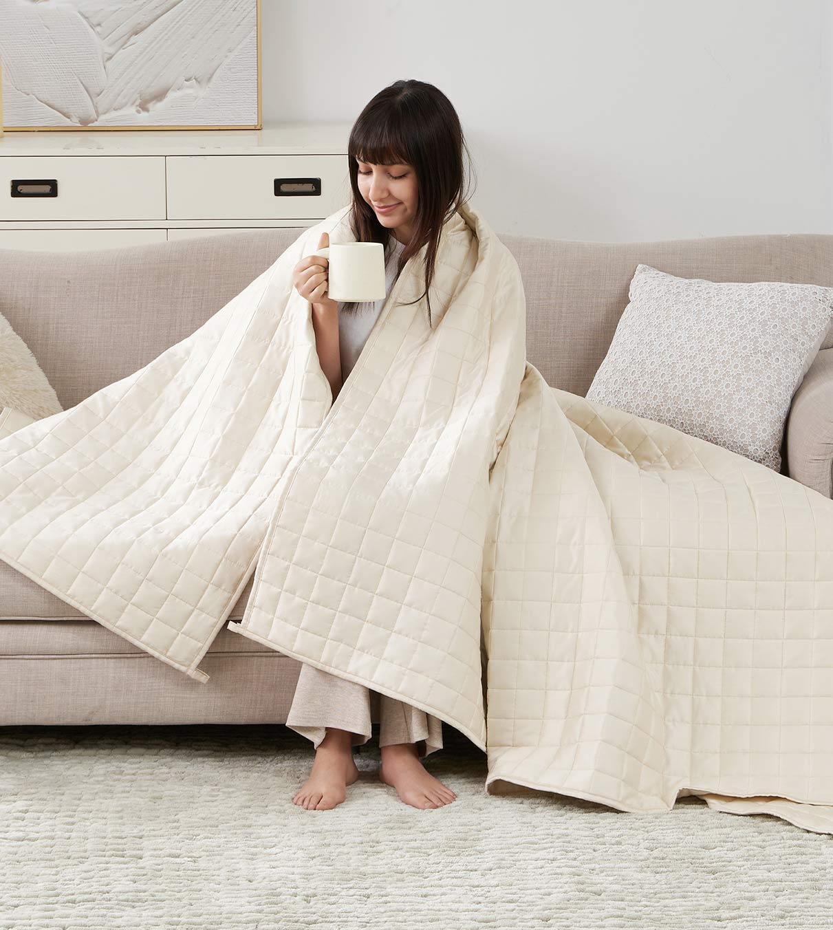 Product: YNM Weighted Blanket 25lb | Color: Bamboo Champagne Beige 3.0