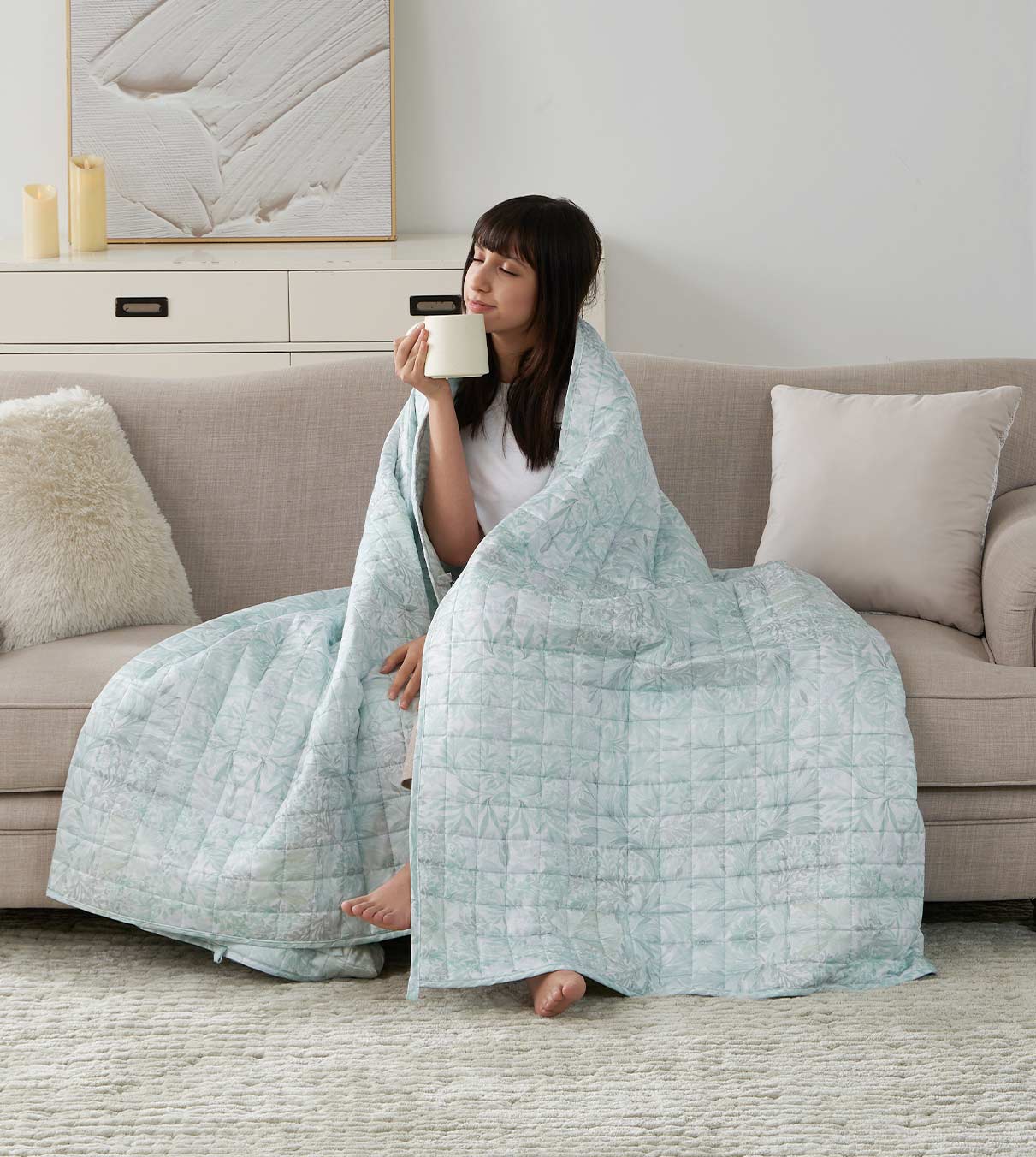 Product: Exclusive Bamboo Weighted Blanket | Color: Bamboo Spearmint Green 3.0