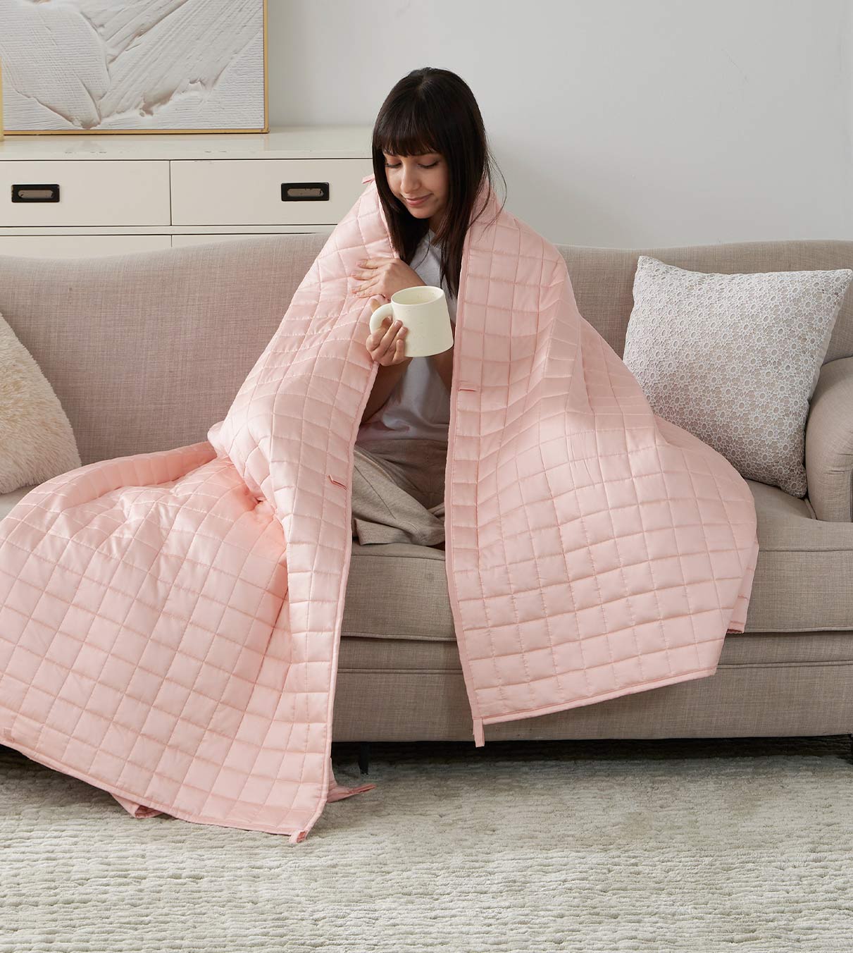 Product: YNM Weighted Blanket 20lb | Color: Bamboo Pink Rose 3.0