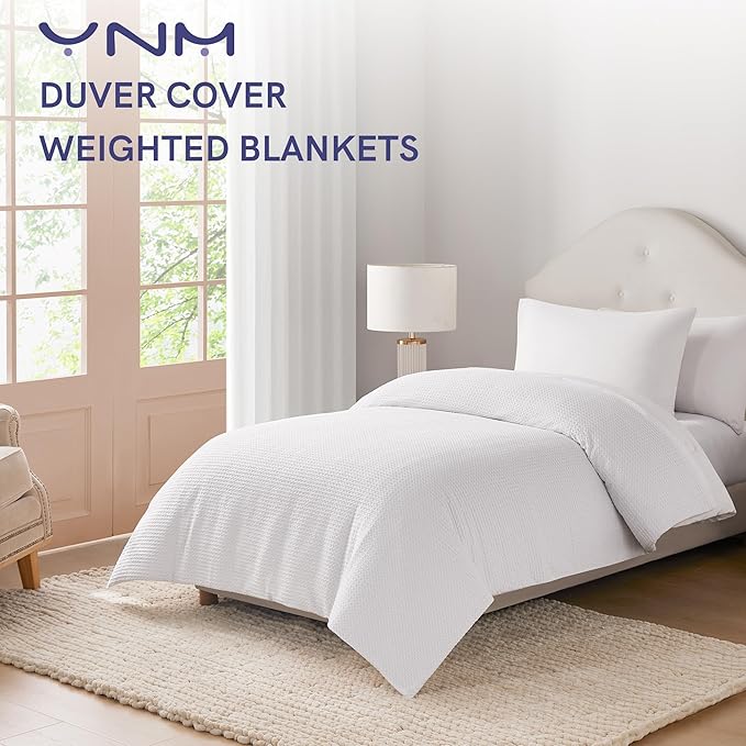 Product: Cotton Weighted Blanket Duvet Cover | Color: waffle weave white