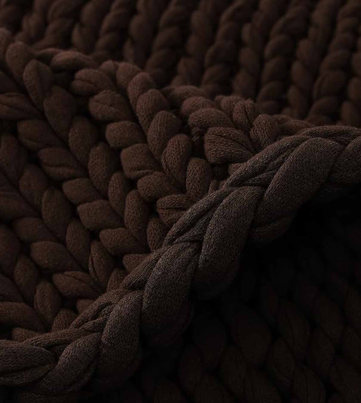 Product: Knitted Cotton Weighted Blanket | Color: Chocolate Brown