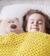 Product: Knitted Cotton Weighted Blanket | Color: Yellow Lemon